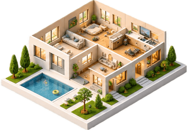 Maqueta de vivienda con mantenimiento integral